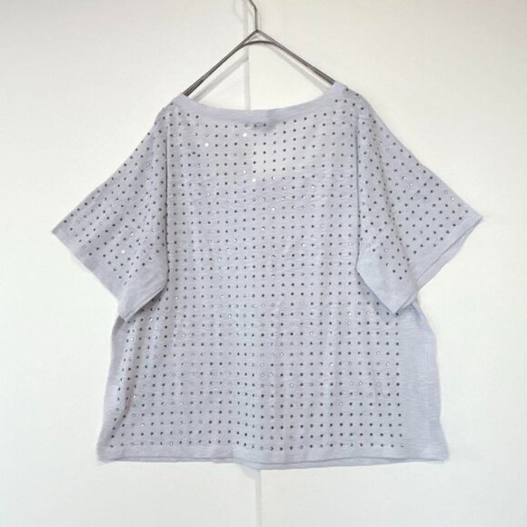 Techichi Short Sleeve Blouse Lace Beige Size M - Picture 6 of 6